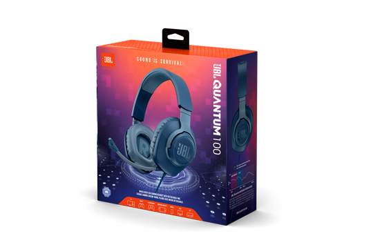 JBL Quantum 100 - Blue - Wired over-ear gaming headset with flip-up mic - Detailshot 15